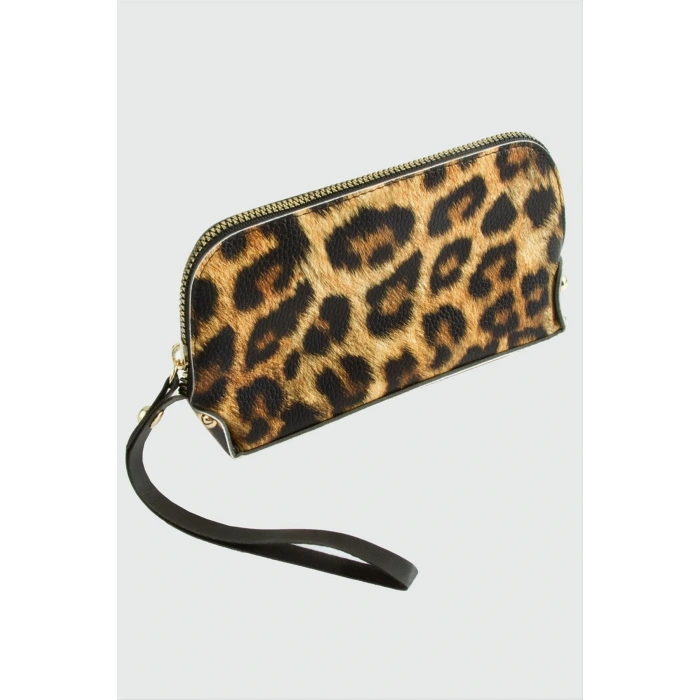 Leopar Dikdörtgen Deri Cüzdan