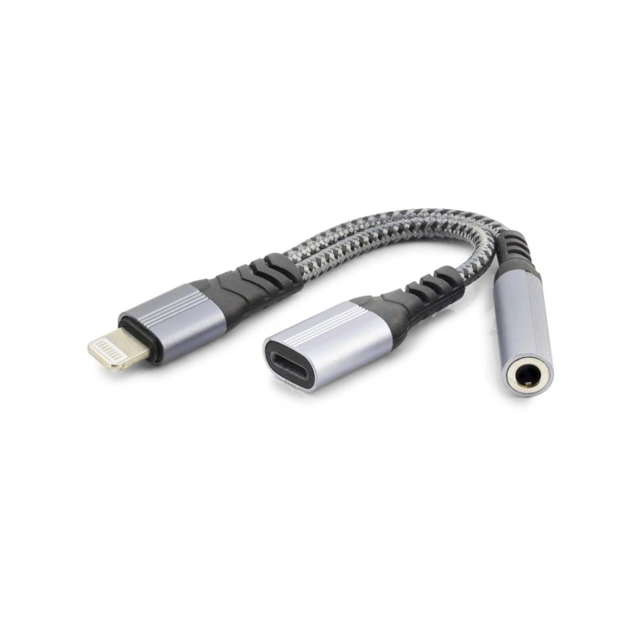 Lıghtnıng To Type-C + 3.5 Mm F Kablo Siyah GJ-012