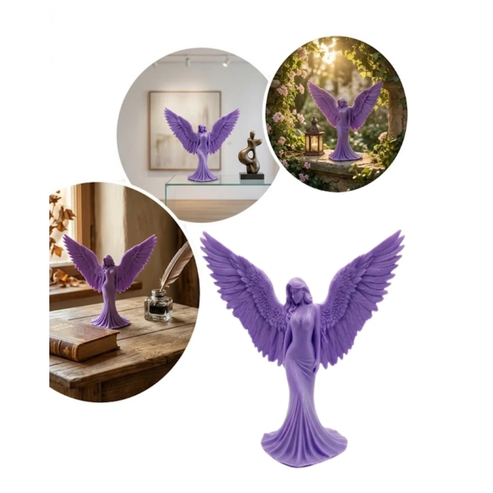 Lila Melek Biblo 3d Dekoratif Angel Figür Ev Aksesuarı