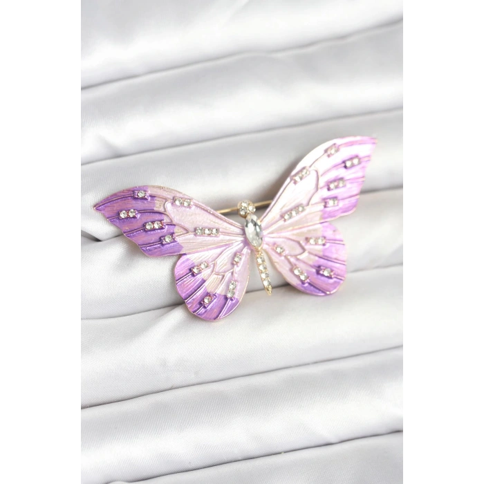 Lila Renk Kelebek Model Broş - TJ-BR465