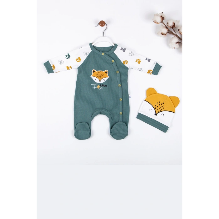 Little Fox Desenli % 100 Pamuk Erkek Bebek Tulumu