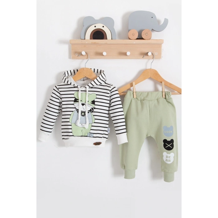 Look Bear 2li Kapişonlu Erkek Bebek Takım