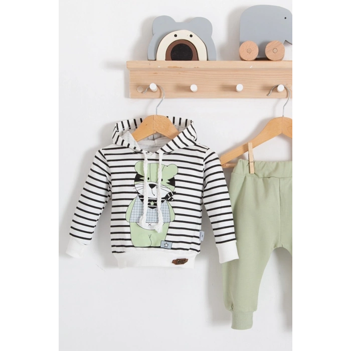 Look Bear 2li Kapişonlu Erkek Bebek Takım