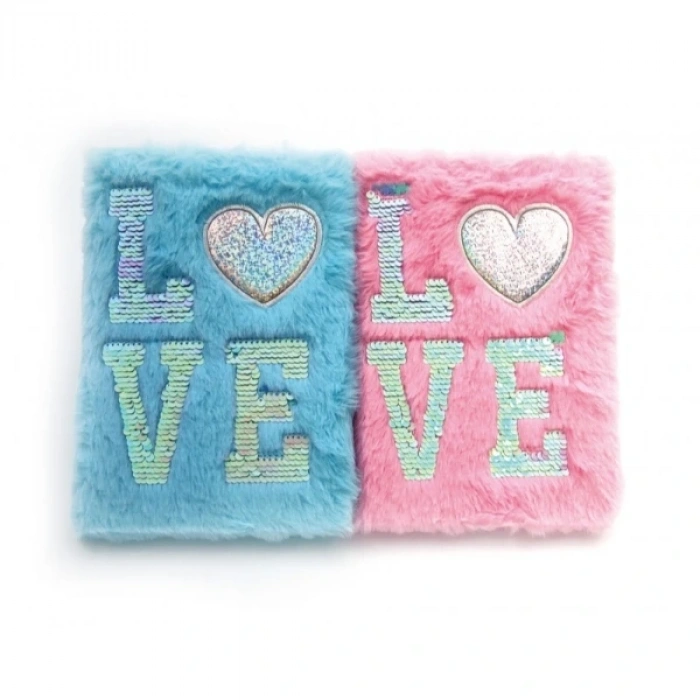 Love Tasarımlı Peluş Hatıra Defteri