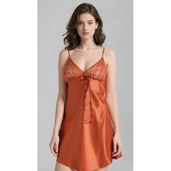 Luna Lora Tarçın Saten Gecelik Zarif Kadın Gece Elbisesi