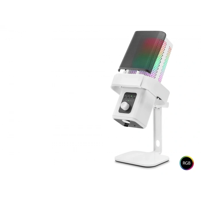 M6W Profesyonel Masaüstü Gaming Rgb Mikrofon 192 Khz / 24 Bit Type-C - Beyaz