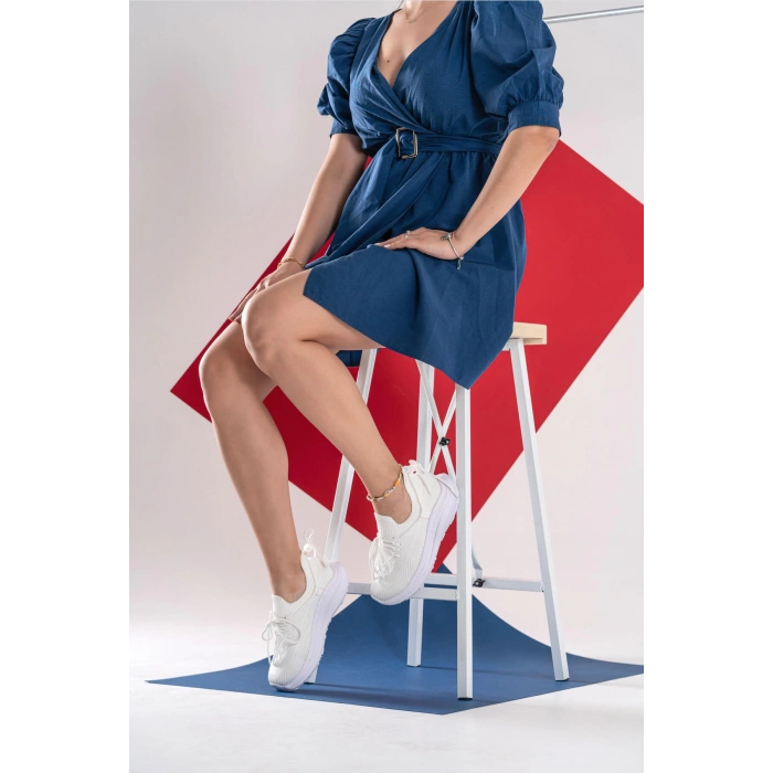 Magnolia Beyaz Triko Spor Ayakkabı