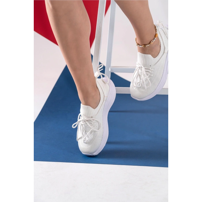 Magnolia Beyaz Triko Spor Ayakkabı