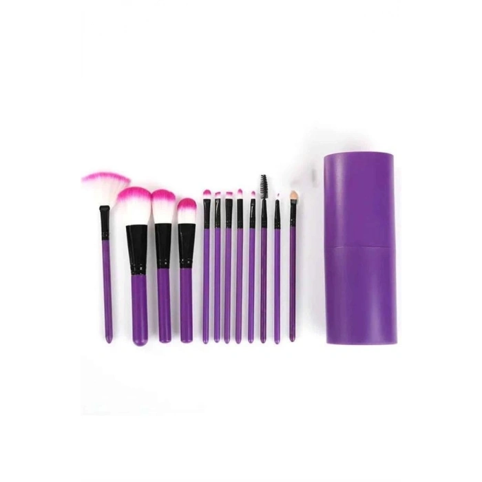 Makyaj Fırçası 12 Parça Set Yumuşak Uçlu Göz Makyajına Uygun Hafif Ve Taşınabilir Çanta