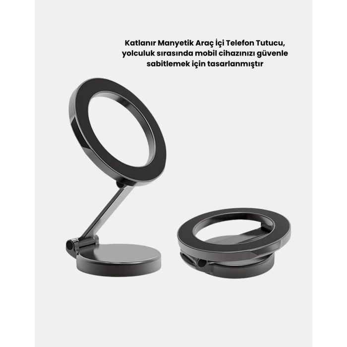 Manyetik Katlanabilir Araç Telefon Tutucu – Magsafe Uyumlu, 360° Ayarlanabilir, Güçlü Mıknatıs