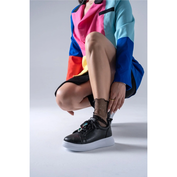 Margaret Siyah Taş Aksesuarlı Spor Ayakkabı