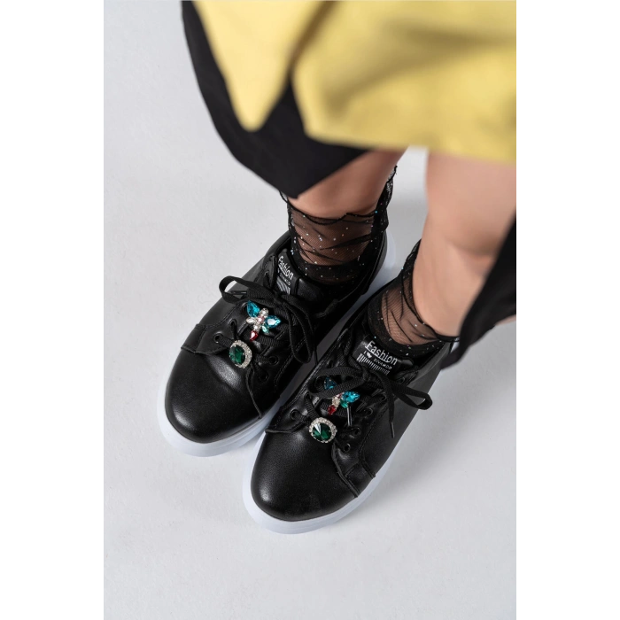 Margaret Siyah Taş Aksesuarlı Spor Ayakkabı