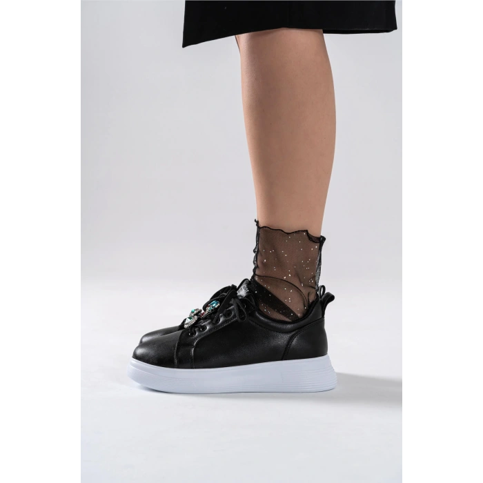 Margaret Siyah Taş Aksesuarlı Spor Ayakkabı