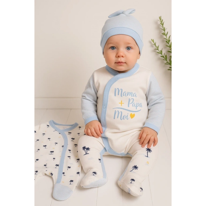 Marin Kravuze Desenli Erkek Bebek 4lü Tulum Seti