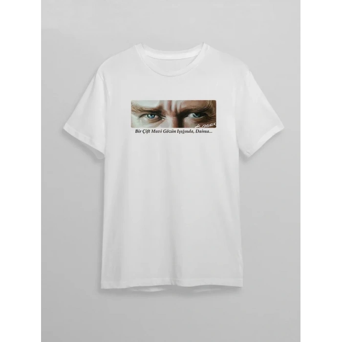MARSiLYAN- 10 Kasım Unisex Atatürk Baskılı T-shirt - Beyaz