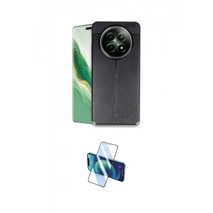 MARSİLYAN™- 12 5G Kılıf Doruk Klasik Özel Seri - Siyah 3D Antistatik Cam Ekran Koruyucu