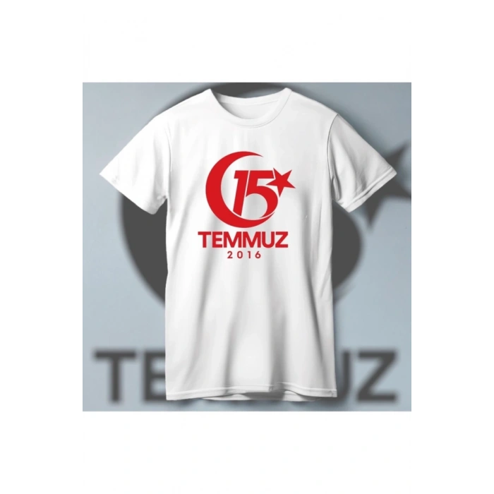 MARSiLYAN- 15 Temmuza Özel Tasarım 2016 Baskılı T-shirt - Beyaz