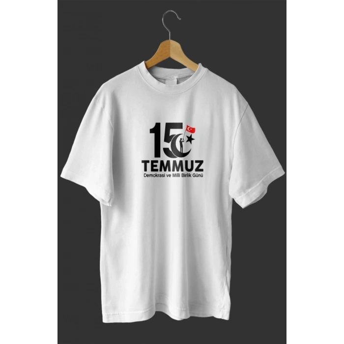 MARSiLYAN- 15 Temmuza Özel Tasarım Baskılı T-shirt - Beyaz