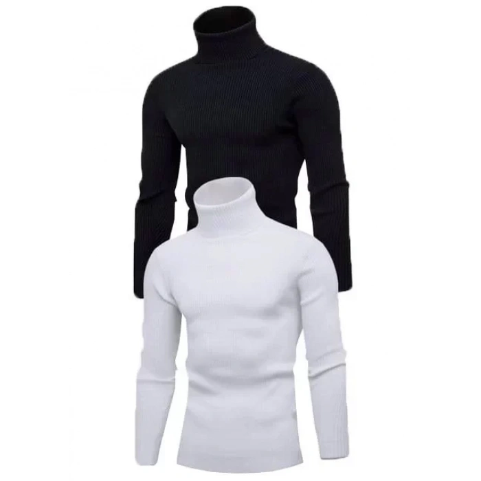 MARSiLYAN- 2 Adet Unisex Kaşkorse Boğazlı Full Likralı Fitilli Body Kazak