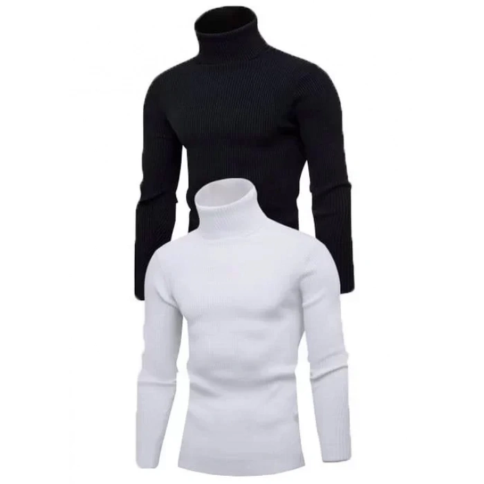 MARSiLYAN- 2 Adet Unisex Kaşkorse Boğazlı Full Likralı Fitilli Body Kazak