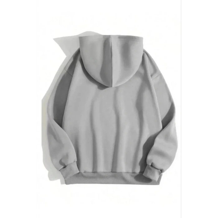 MARSiLYAN- 3 İplik Pamuklu Unisex Kapşonlu Sweetshirt - Gri