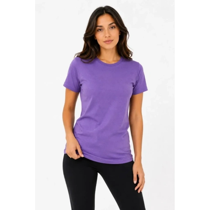MARSiLYAN- 3’lü Kısa Kollu Bisiklet Yaka Basic Slim Fit T-Shirt - Pudra Pembe - Mor - Bej