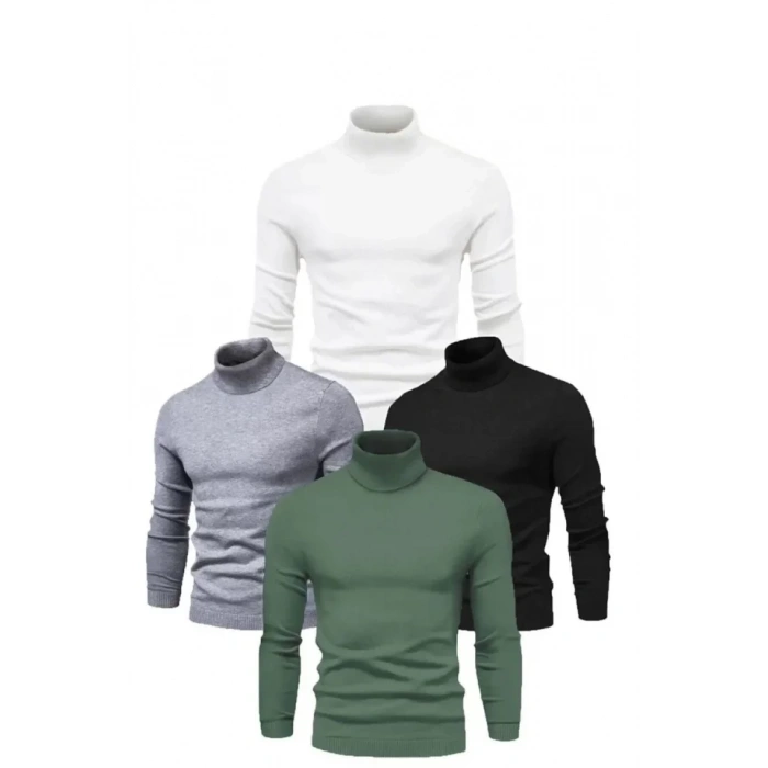 MARSiLYAN- 4 Adet Unisex Kaşkorse Boğazlı Full Likralı Fitilli Body Kazak