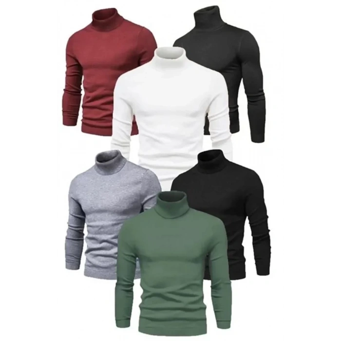 MARSiLYAN- 6 Adet Unisex Kaşkorse Boğazlı Full Likralı Fitilli Body Kazak