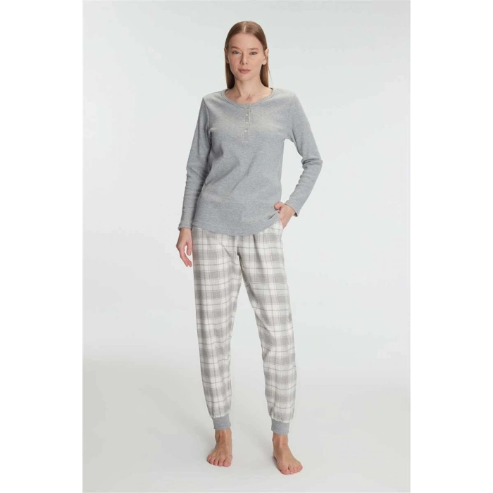 MARSiLYAN- Anıl 11254 Kadın Pamuklu Uzun Kol Pijama Takımı