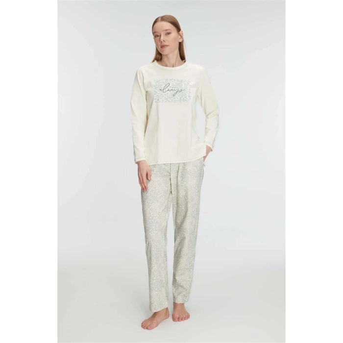 MARSiLYAN- Anıl 11295 Kadın Pamuklu Uzun Kol Pijama Takımı