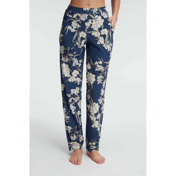 MARSiLYAN- Anıl 9130 günlük ev giyimi Kadın viskon Çiçek Desenli yazlık örme normal bel Pijama Altı