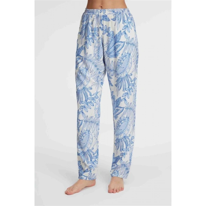 MARSiLYAN- Anıl 9143 Günlük Ev Giyimi Kadın Viskon Çiçek Desenli Yazlık örme Normal Bel Pijama Altı