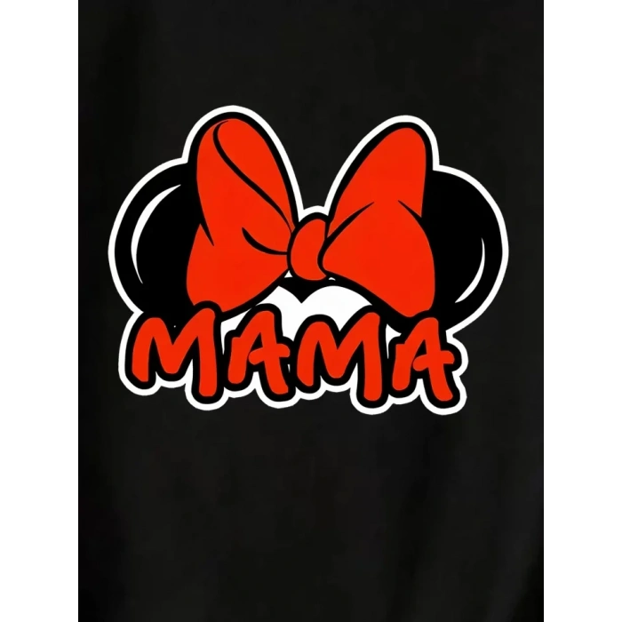 MARSiLYAN- Anneler Günü Baskılı T-shirt - Siyah