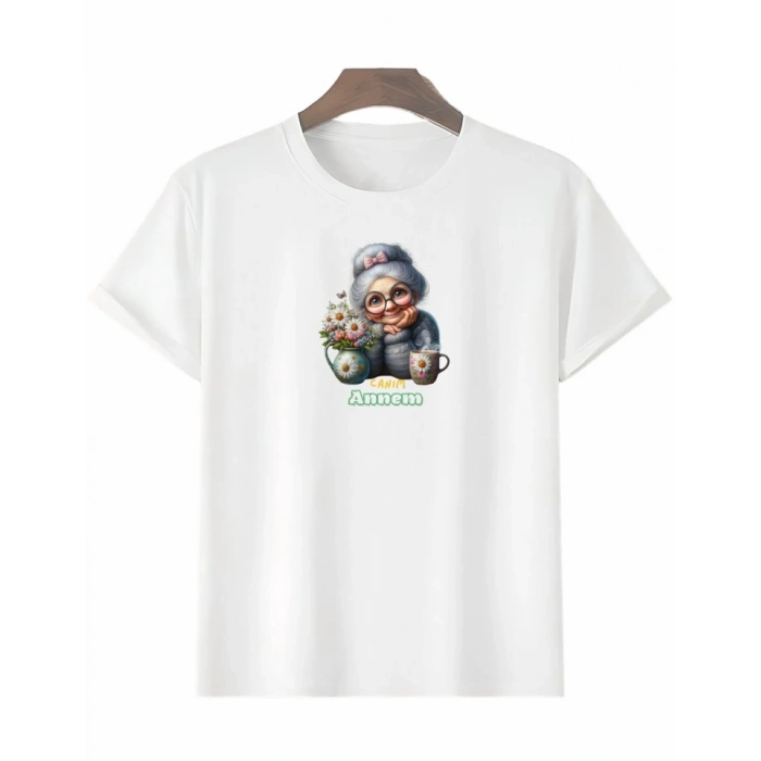 MARSiLYAN- Anneler Gününe Özel Tasarım Canım Annem Baskılı T-shirt - Beyaz
