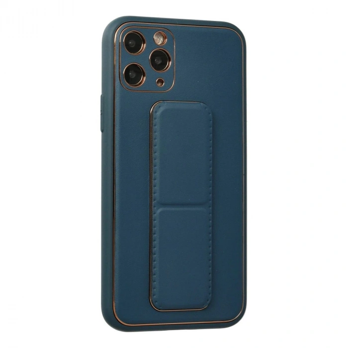 MARSİLYAN™- Apple İphone 11 Pro Kılıf Coco Deri Standlı Kapak - Mavi