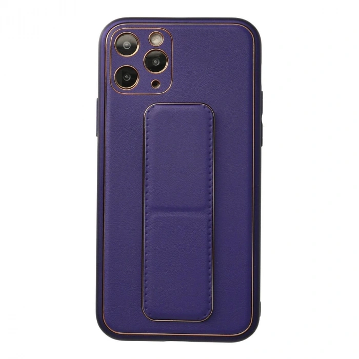 MARSİLYAN™- Apple İphone 11 Pro Kılıf Coco Deri Standlı Kapak - Mor