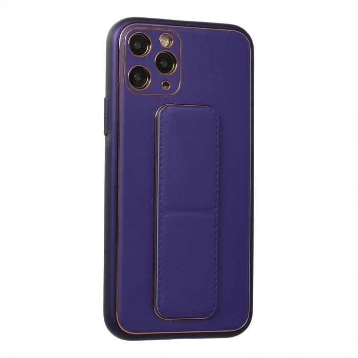 MARSİLYAN™- Apple İphone 11 Pro Kılıf Coco Deri Standlı Kapak - Mor