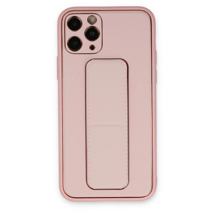 MARSİLYAN™- Apple İphone 11 Pro Kılıf Coco Deri Standlı Kapak - Pembe