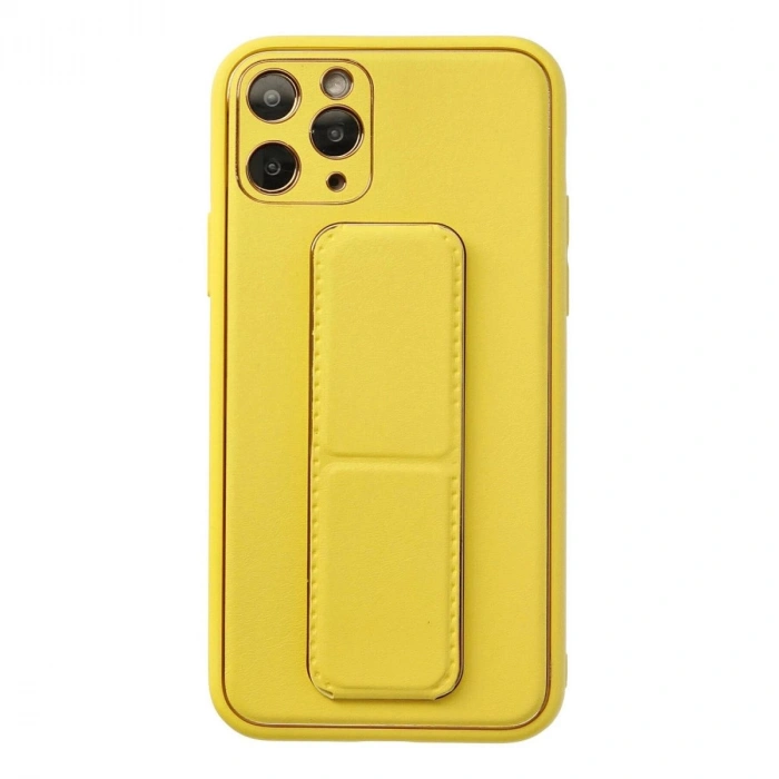 MARSİLYAN™- Apple İphone 11 Pro Kılıf Coco Deri Standlı Kapak - Sarı