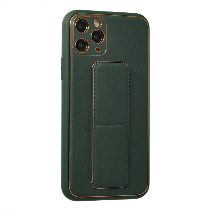 MARSİLYAN™- Apple İphone 11 Pro Kılıf Coco Deri Standlı Kapak - Yeşil