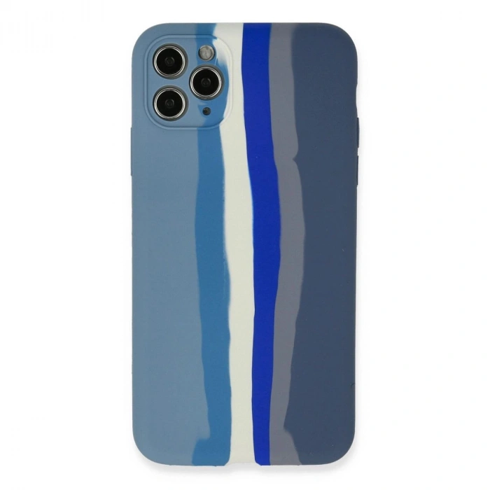 MARSİLYAN™- Apple İphone 11 Pro Kılıf Ebruli Lansman Silikon - Mavi-gri