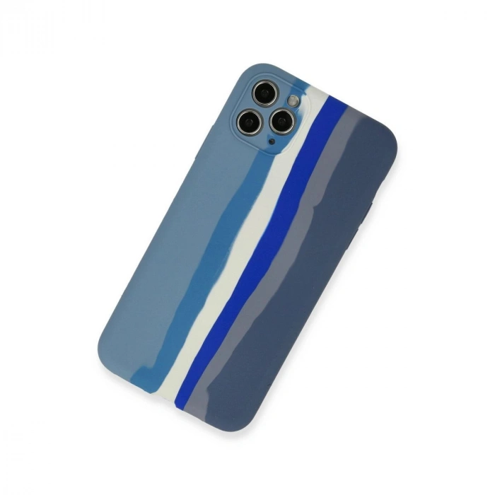 MARSİLYAN™- Apple İphone 11 Pro Kılıf Ebruli Lansman Silikon - Mavi-gri