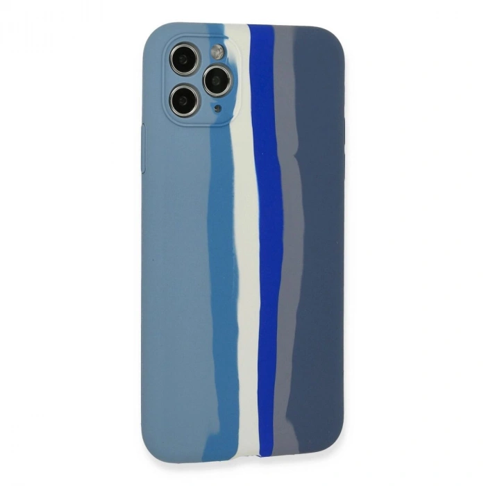 MARSİLYAN™- Apple İphone 11 Pro Kılıf Ebruli Lansman Silikon - Mavi-gri