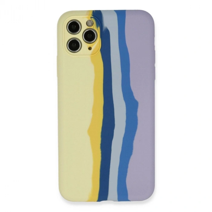MARSİLYAN™- Apple İphone 11 Pro Kılıf Ebruli Lansman Silikon - Sarı-lila