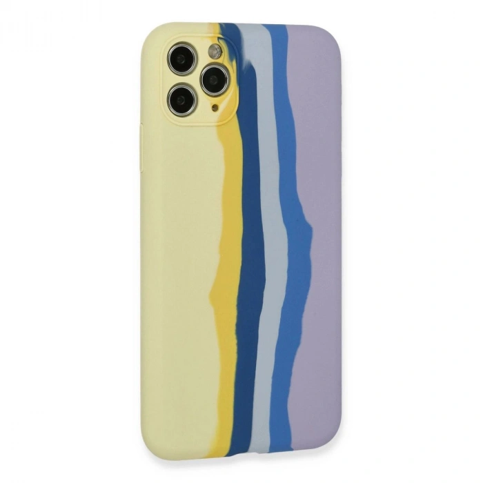 MARSİLYAN™- Apple İphone 11 Pro Kılıf Ebruli Lansman Silikon - Sarı-lila