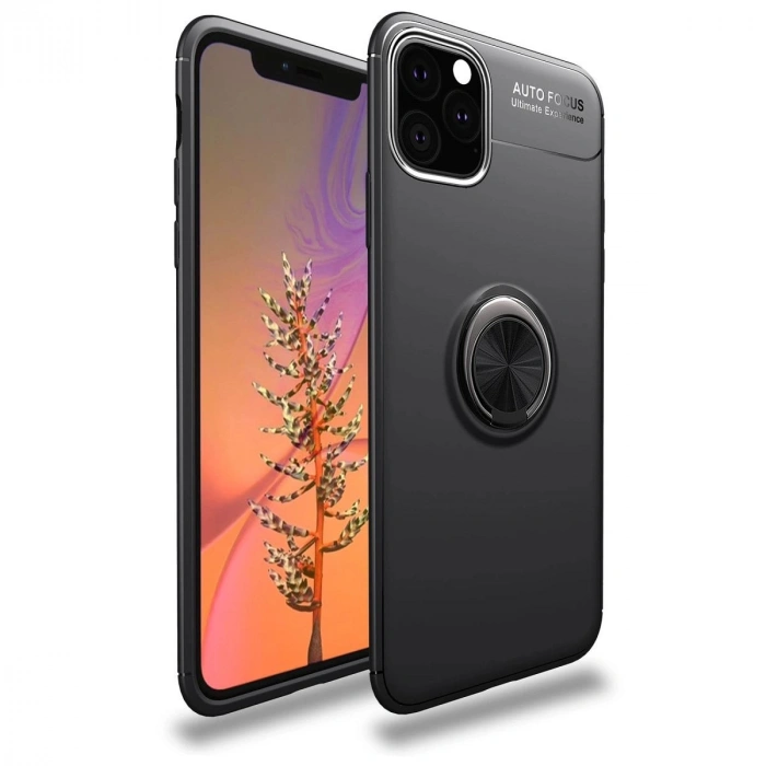 MARSİLYAN™- Apple İphone 11 Pro Kılıf Range Yüzüklü Silikon - Siyah