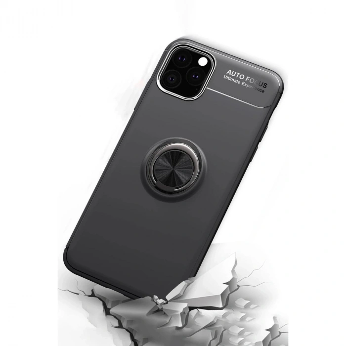 MARSİLYAN™- Apple İphone 11 Pro Kılıf Range Yüzüklü Silikon - Siyah