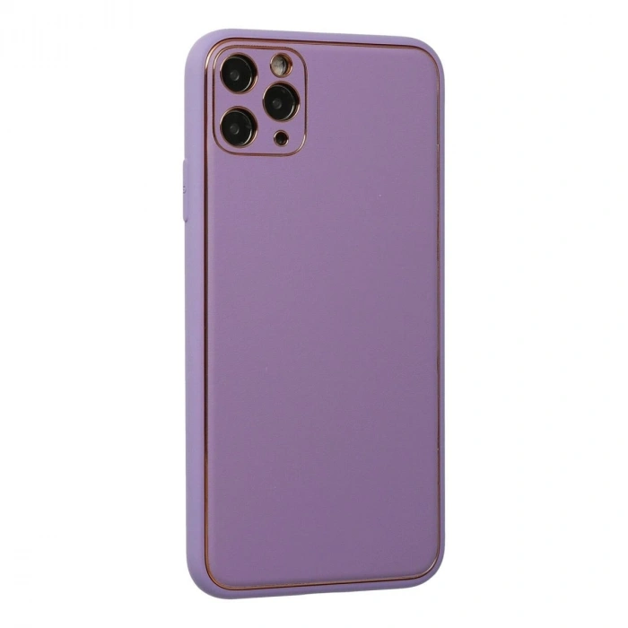 MARSİLYAN™- Apple İphone 11 Pro Max Kılıf Coco Deri Silikon Kapak - Lila