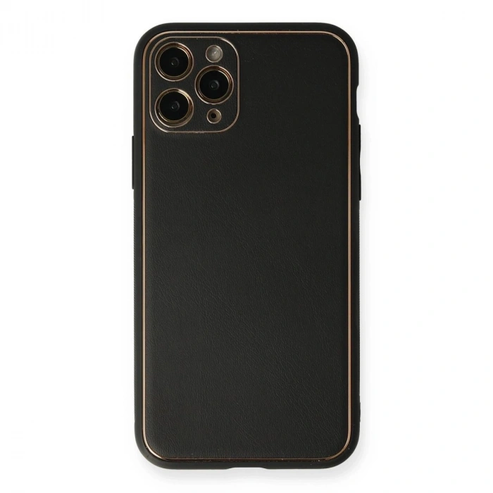 MARSİLYAN™- Apple İphone 11 Pro Max Kılıf Coco Deri Silikon Kapak - Siyah