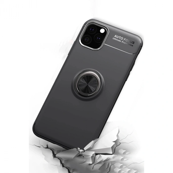 MARSİLYAN™- Apple İphone 11 Pro Max Kılıf Range Yüzüklü Silikon - Kırmızı